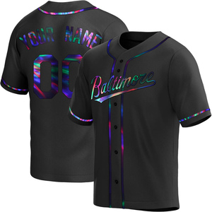 Men's Baltimore Orioles Custom Replica Black Holographic Alternate Jersey