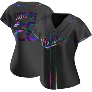 Women's Baltimore Orioles Trevor Rogers Replica Black Holographic Alternate Jersey